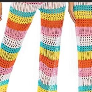 Colorful Striped Crochet Pants